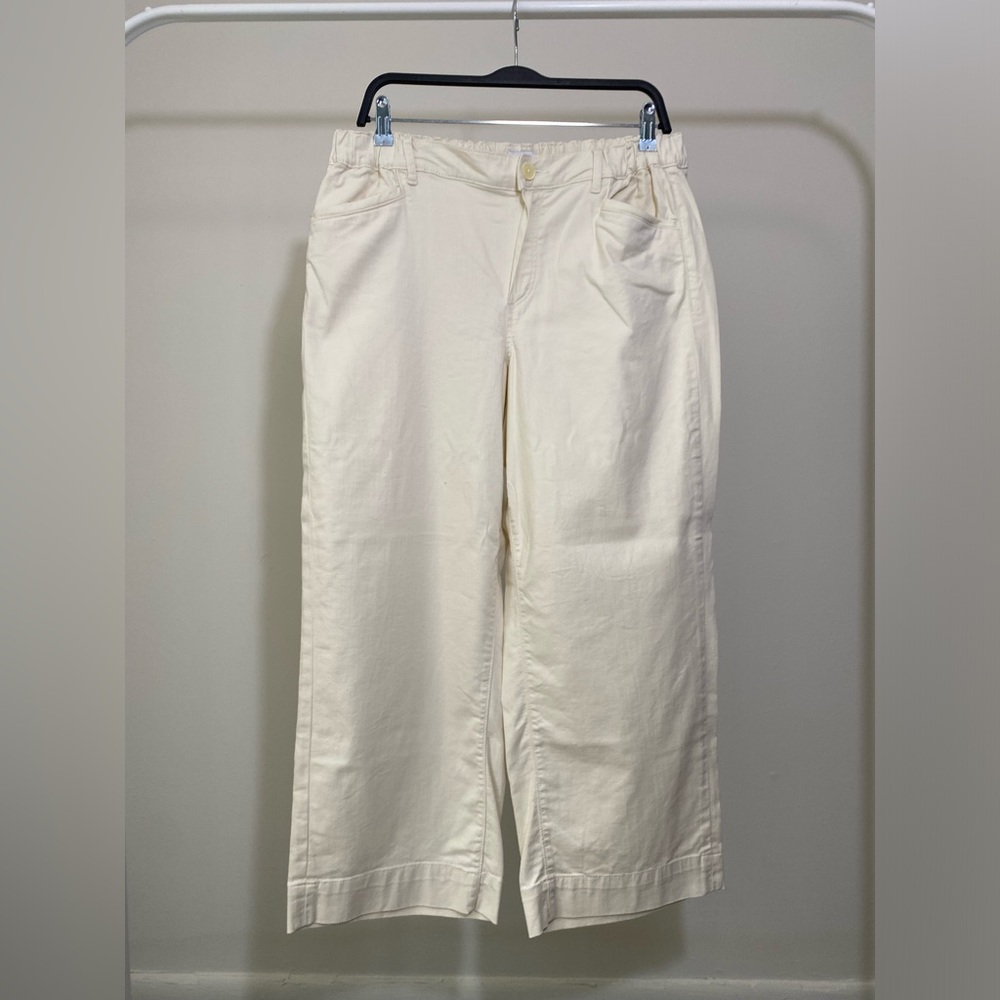 Loft Outlet Women's High Rise Wideleg Pants Ivory White Size L